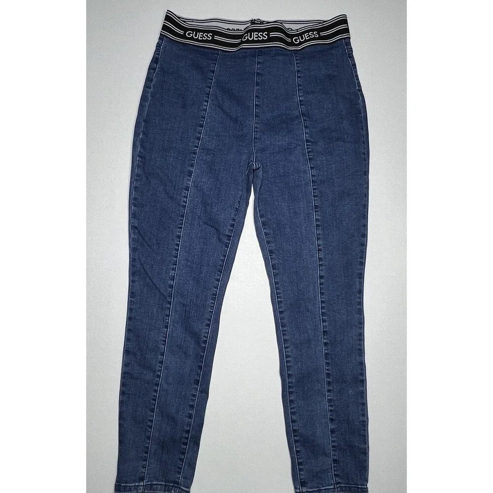 GUESS Skinny Jeans Elastic Waist Blue Stretch Denim Women's Size XL X Large - Picture 1 of 7
